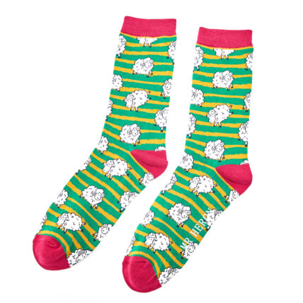Mr Heron Sheep & Stripes Socks Green-0