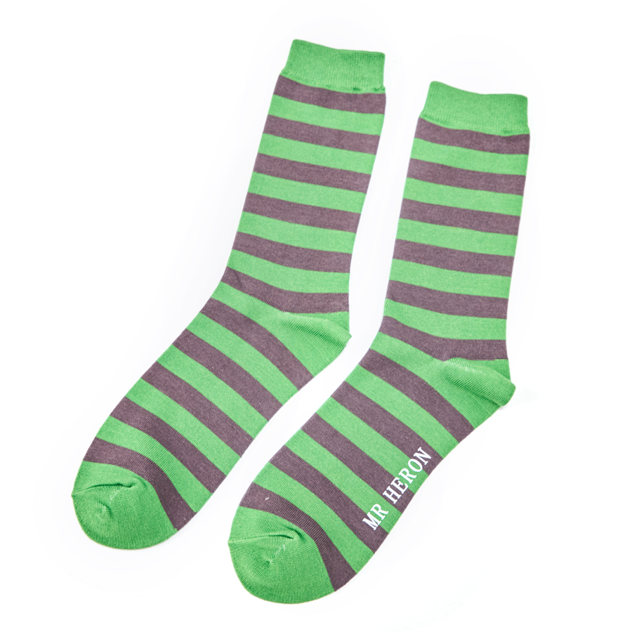 Mr Heron Single Colour Stripes Socks Green