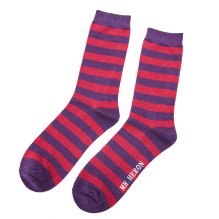 Mr Heron Single Colour Stripes Socks Purple-0