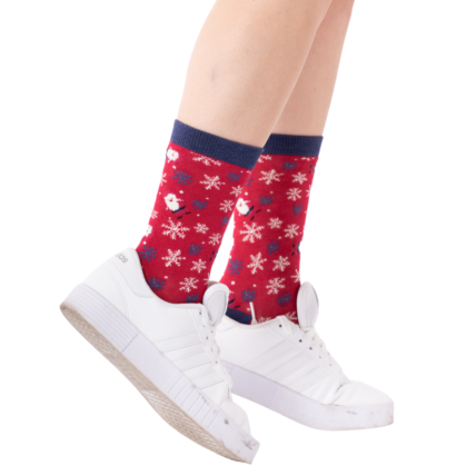 Snowflakes & Santas Socks Red-0