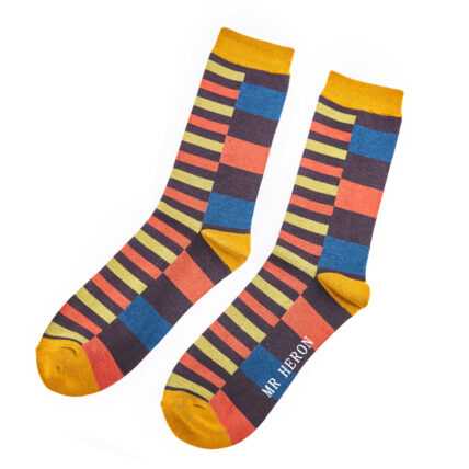 Mr Heron Thick & Thin Stripes Socks Charcoal-0