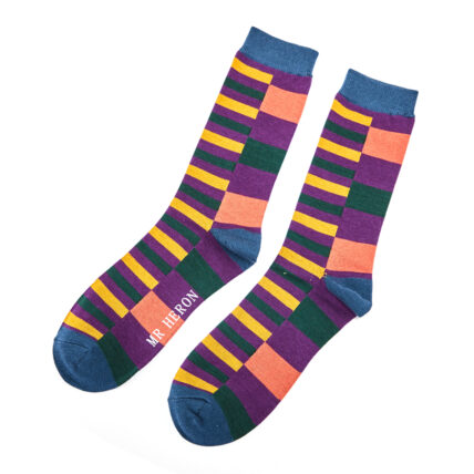 Mr Heron Thick & Thin Stripes Socks Purple-0