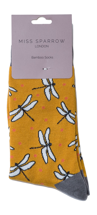 Dragonflies Socks Mustard-0