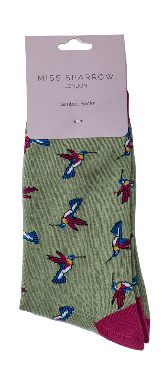 Hummingbirds Socks Olive-2440
