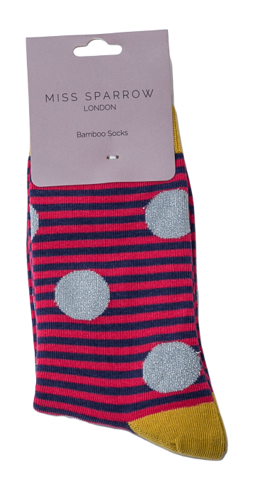 Sparkle Spots & Stripes Socks Red-2453