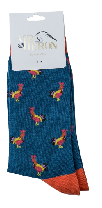Mr Heron Roosters Socks Teal-2465