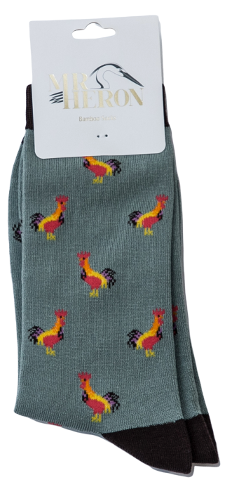 Mr Heron Roosters Socks Aqua-2463