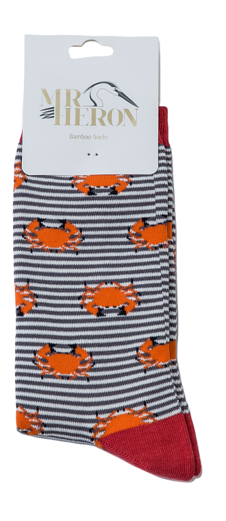 Mr Heron Crabs Socks Grey-2466