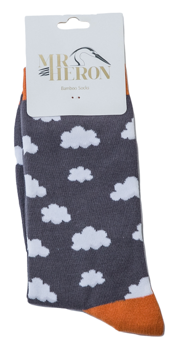 Mr Heron Clouds Socks Charcoal-2480