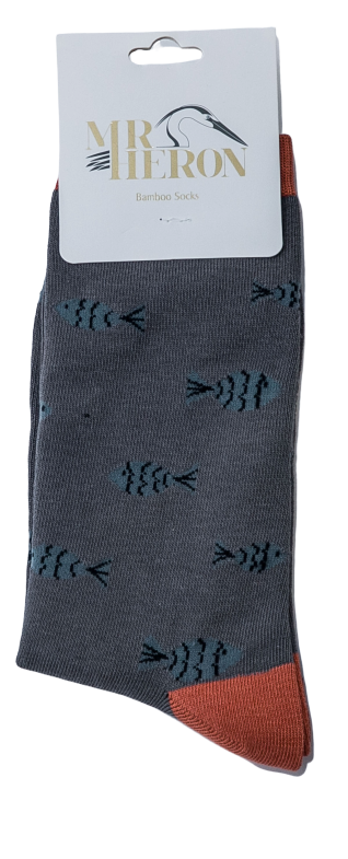 Mr Heron Little Fish Socks Grey-2483