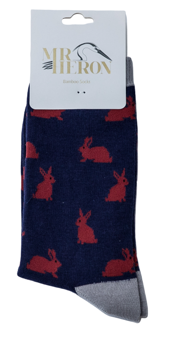 Mr Heron Rabbits Socks Navy-2548