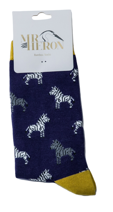 Mr Heron Zebras Socks Navy-2486