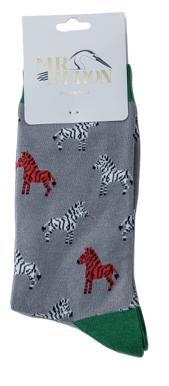 Mr Heron Zebras Socks Grey-2488