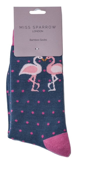 Kissing Flamingos Socks Denim-2516