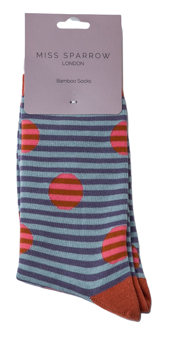 Spots & Stripes Socks Dusky Purple-2533