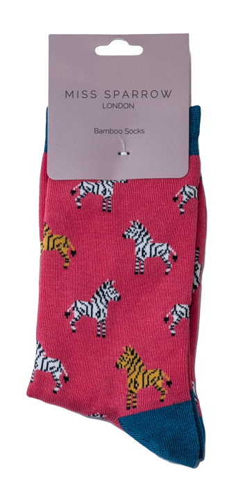 Zebras Socks Hot Pink-2543