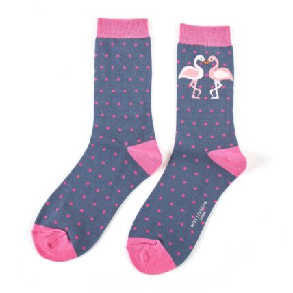 Kissing Flamingos Socks Denim-0