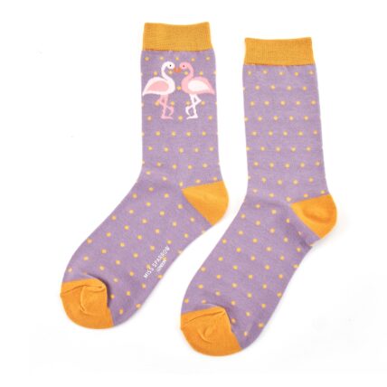 Kissing Flamingos Socks Dusky Purple-0