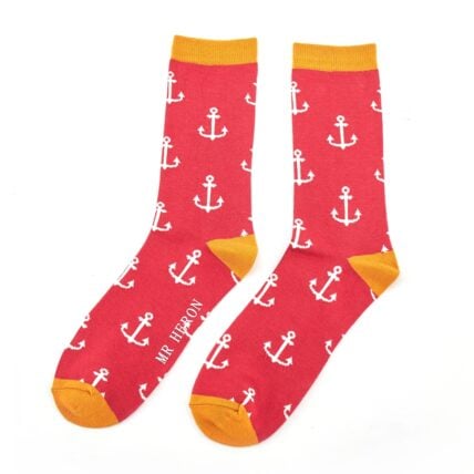 Mr Heron Anchors Socks Red-0