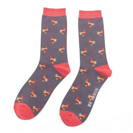Mr Heron Roosters Socks Charcoal-0