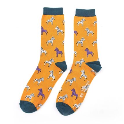 Mr Heron Zebras Socks Mustard-0