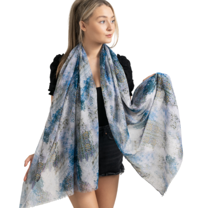 Abstract Animal Scarf Blue-3864