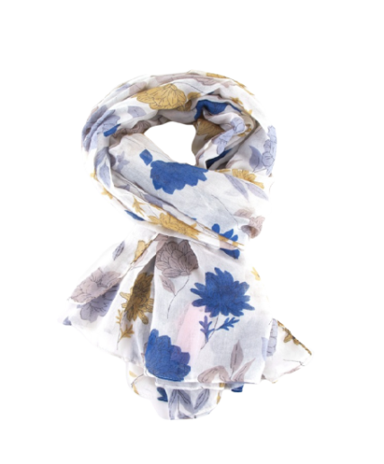 Sketched Floral Scarf White-0