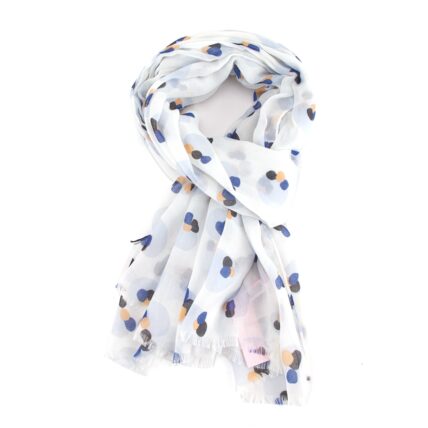Painted Splodges Scarf White-0