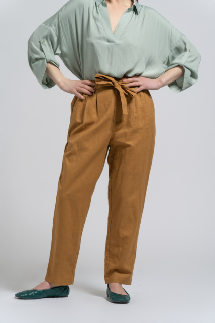 Linen Trousers Brown-0