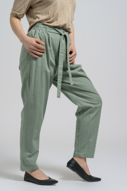 Linen Trousers Green-4240