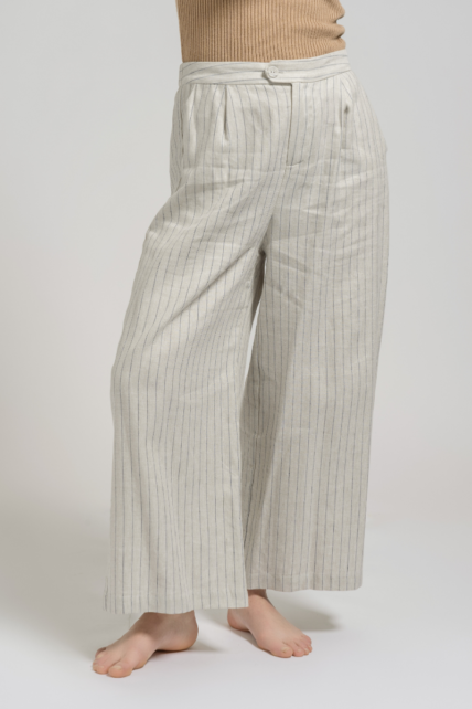 Stripes Linen Trousers Beige-0