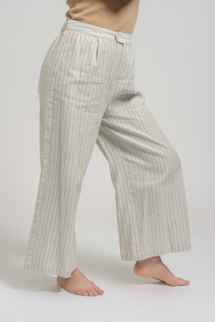 Stripes Linen Trousers Beige-4243