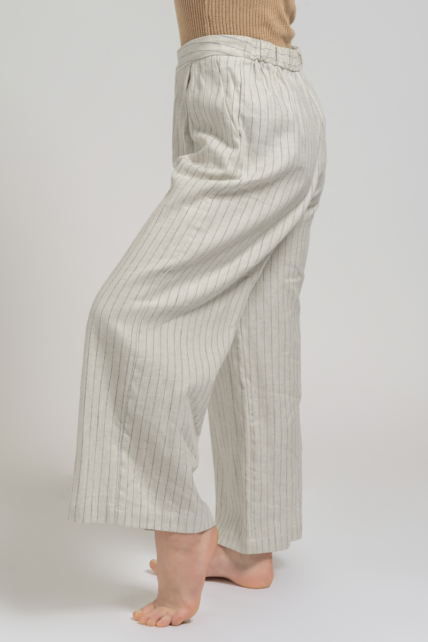 Stripes Linen Trousers Beige-4244