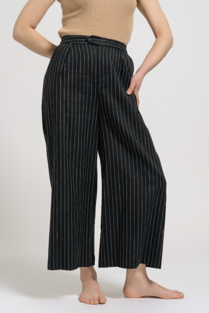 Stripes Linen Trousers Black-0