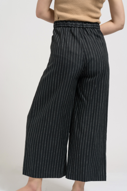Stripes Linen Trousers Black-4247