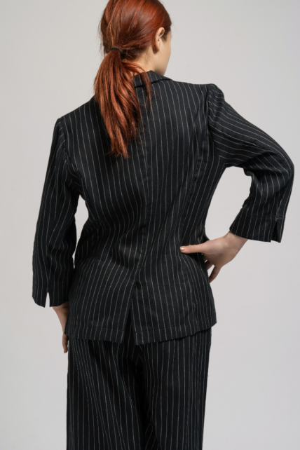 Stripes Linen Jacket Black-4261