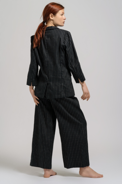 Stripes Linen Jacket Black-4263