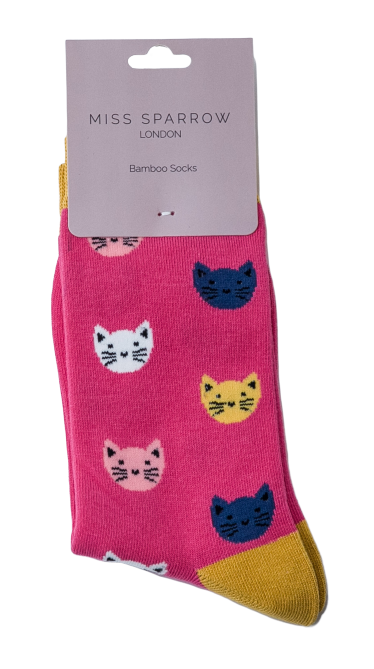 Kitty Faces Socks Hot Pink-2684