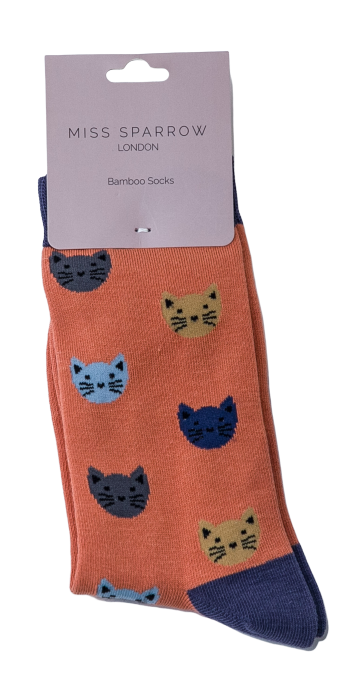 Kitty Faces Socks Orange-2688
