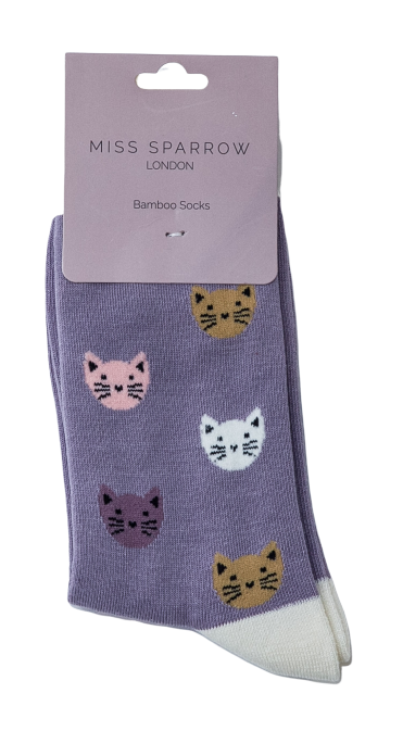 Kitty Faces Socks Lavender-2687