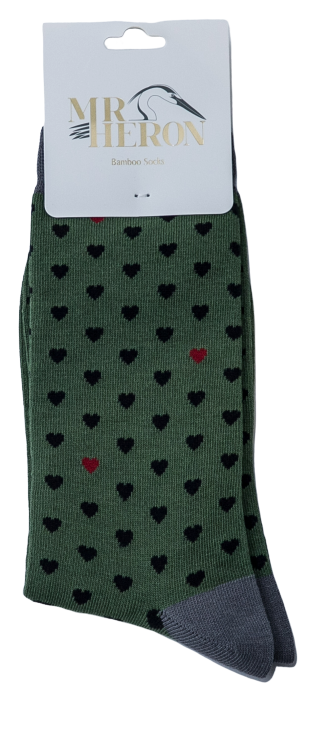 Mr Heron Little Hearts Socks Green-2740