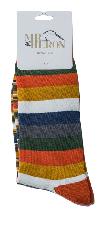 Mr Heron Thick & Thin Stripes Socks Orange-2750