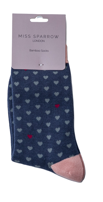 Little Hearts Socks Navy-2695