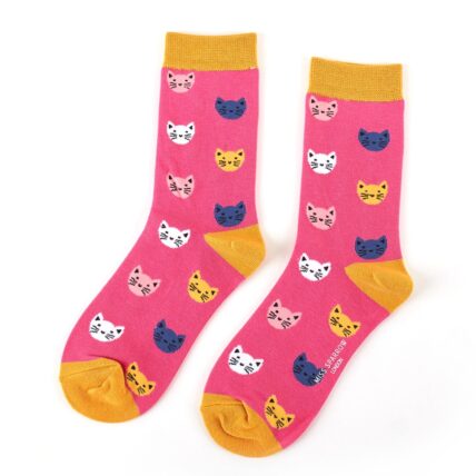 Kitty Faces Socks Hot Pink-0