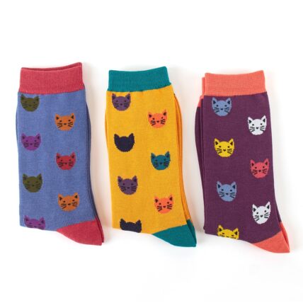 Mr Heron Kitty Faces Socks Purple-2737