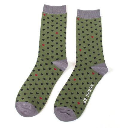 Mr Heron Little Hearts Socks Green-0