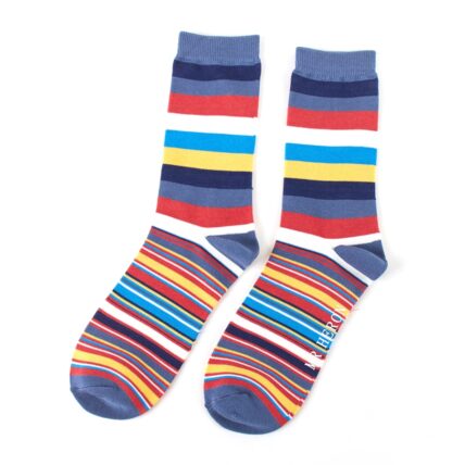 Mr Heron Thick & Thin Stripes Socks Denim-0