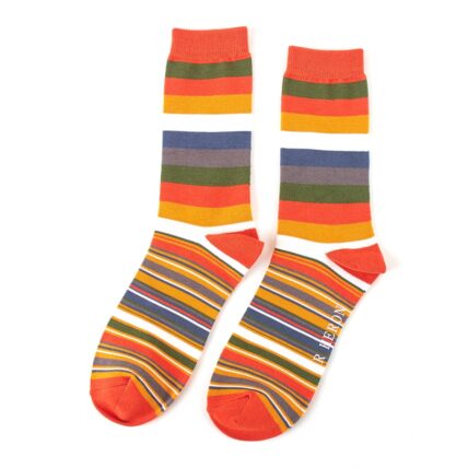 Mr Heron Thick & Thin Stripes Socks Orange-0
