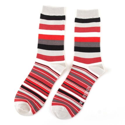 Mr Heron Thick & Thin Stripes Socks Silver-0