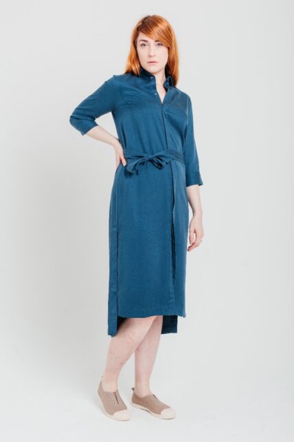 Blue Long Tencel Dress-0